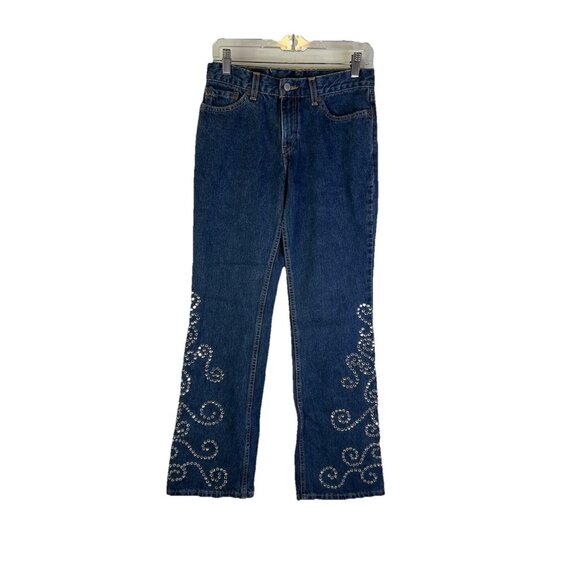 Vintage Y2K Levis 518 Super Low Bootcut Custom Embellished Jeans - Picture 1 of 12